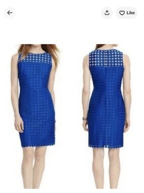 Ralph Lauren Cobalt Blue Sleeveless Lace Overlay Mini Dress